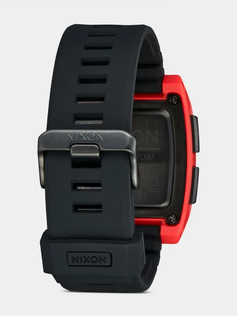Nixon Men's Base Tide Pro Red & Black Digital Silicone Watch