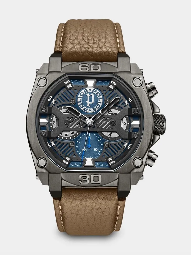 Police Men's Norwood Gunmetal Plated & Tan Leather Chronograph Watch
