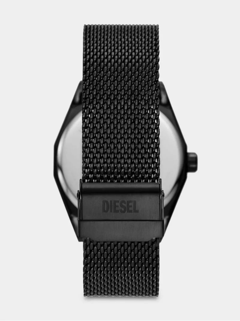 Diesel Scraper Black Plated Stainless Steel Mesh Watch