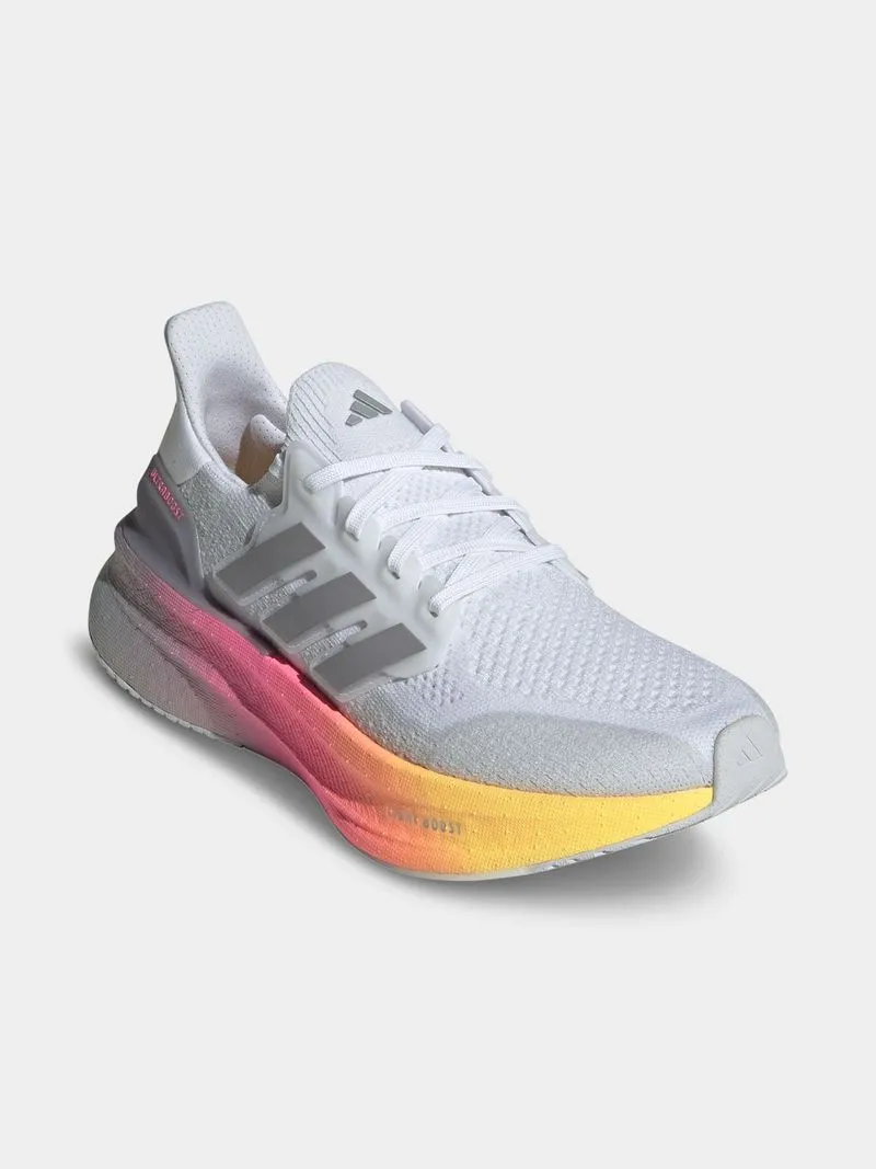 Womens adidas Ultraboost 5 White/Grey/Lucid Pink Running Shoes