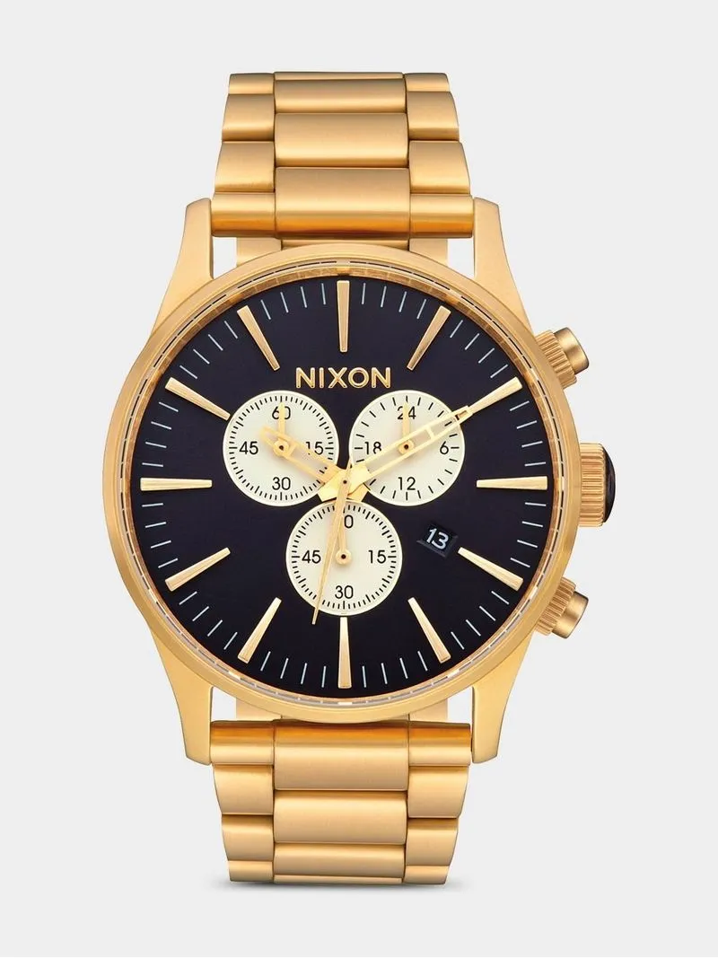 Nixon Men's Sentry Chrono Gold Plated & Indigo Stainless Steel Watch