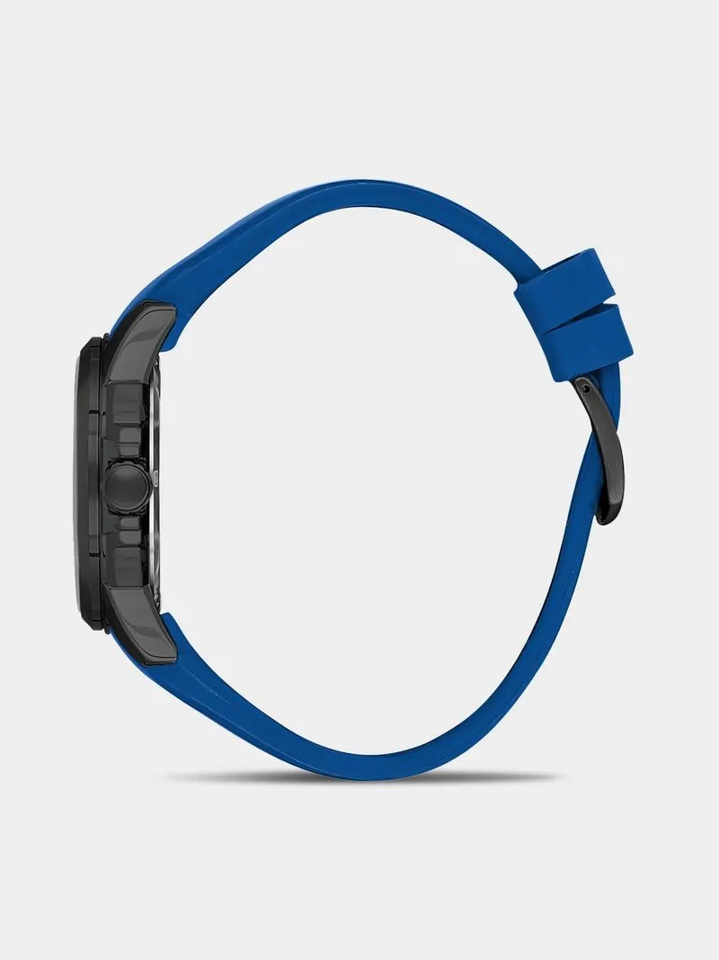 Daniel Klein Black Plated Blue Silicone Watch