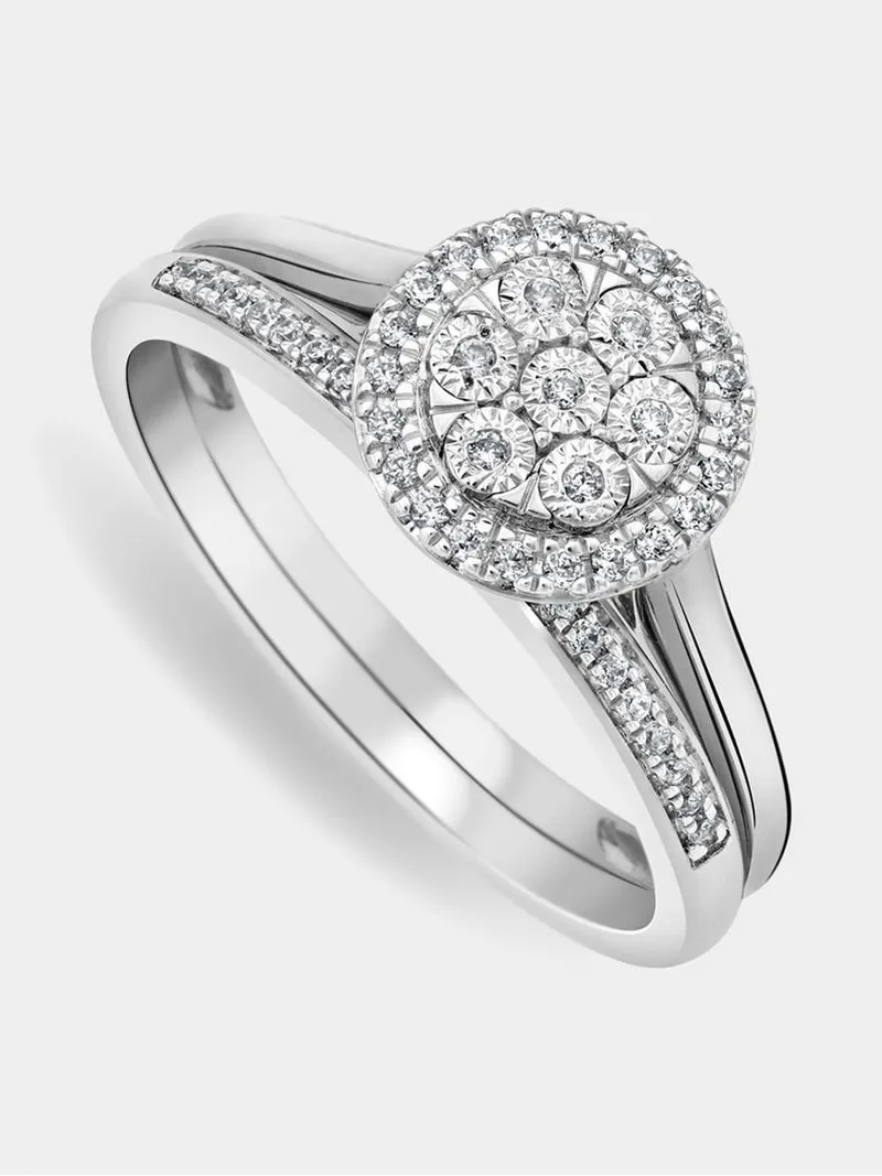 White Gold 0.20ct Diamond Halo Twinset Ring