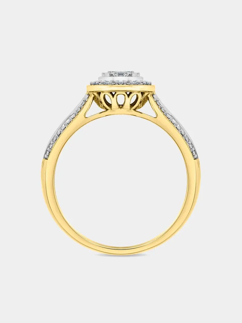 Gold 0.053ct Diamond Cushion Horizon Ring