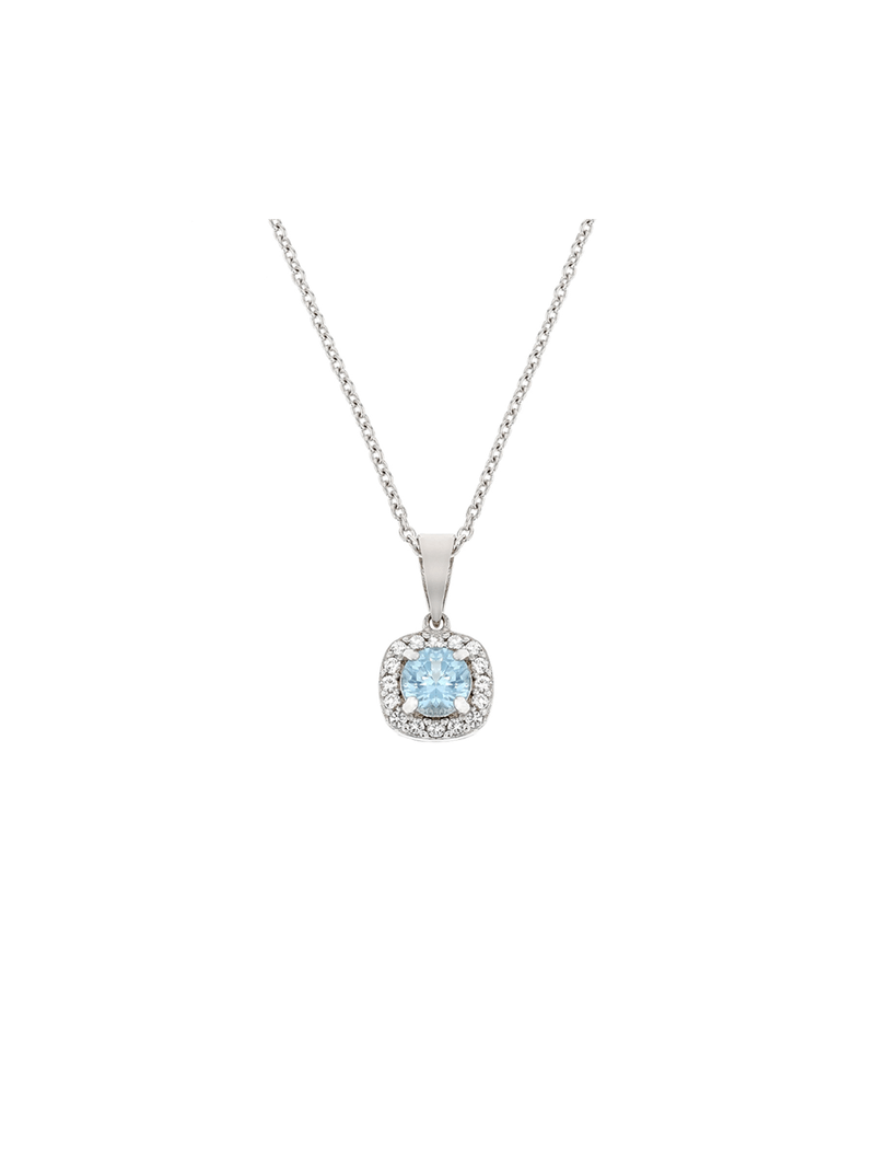 Sterling Silver Cubic Zirconia Women's March Birthstone Pendant Necklace