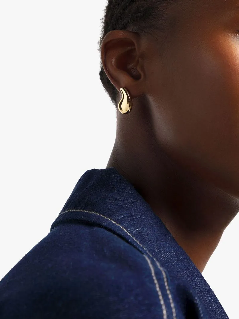 Stainless Steel 18ct Gold Plated Waterproof Teardrop Studs