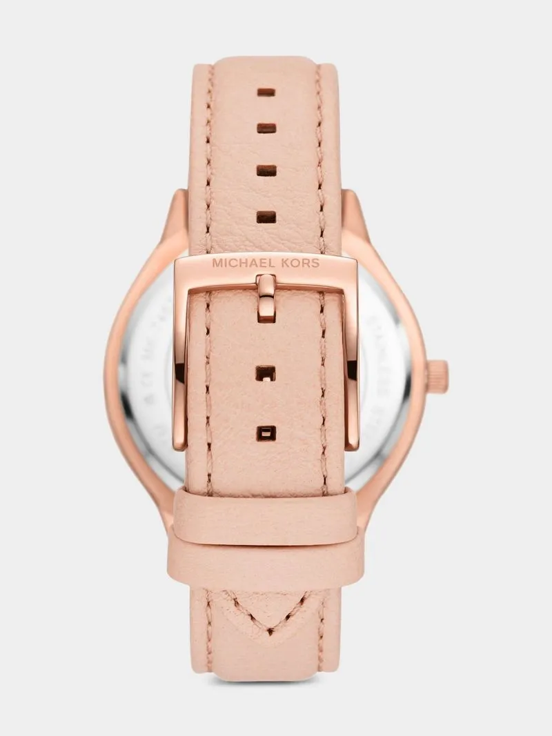 Michael Kors Slim Runway Rose Plated Blush Leather Watch