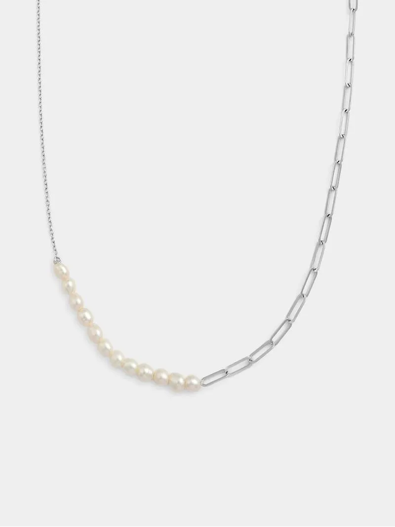 Cheté Sterling Silver Freshwater Pearl Paperclip Chain