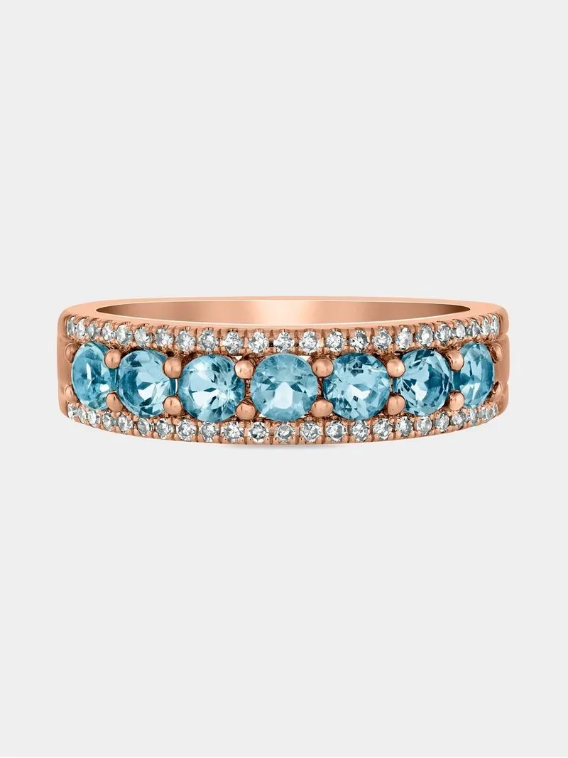 Rose Gold Diamond & Sky Blue Topaz Women’s Radiance Ring