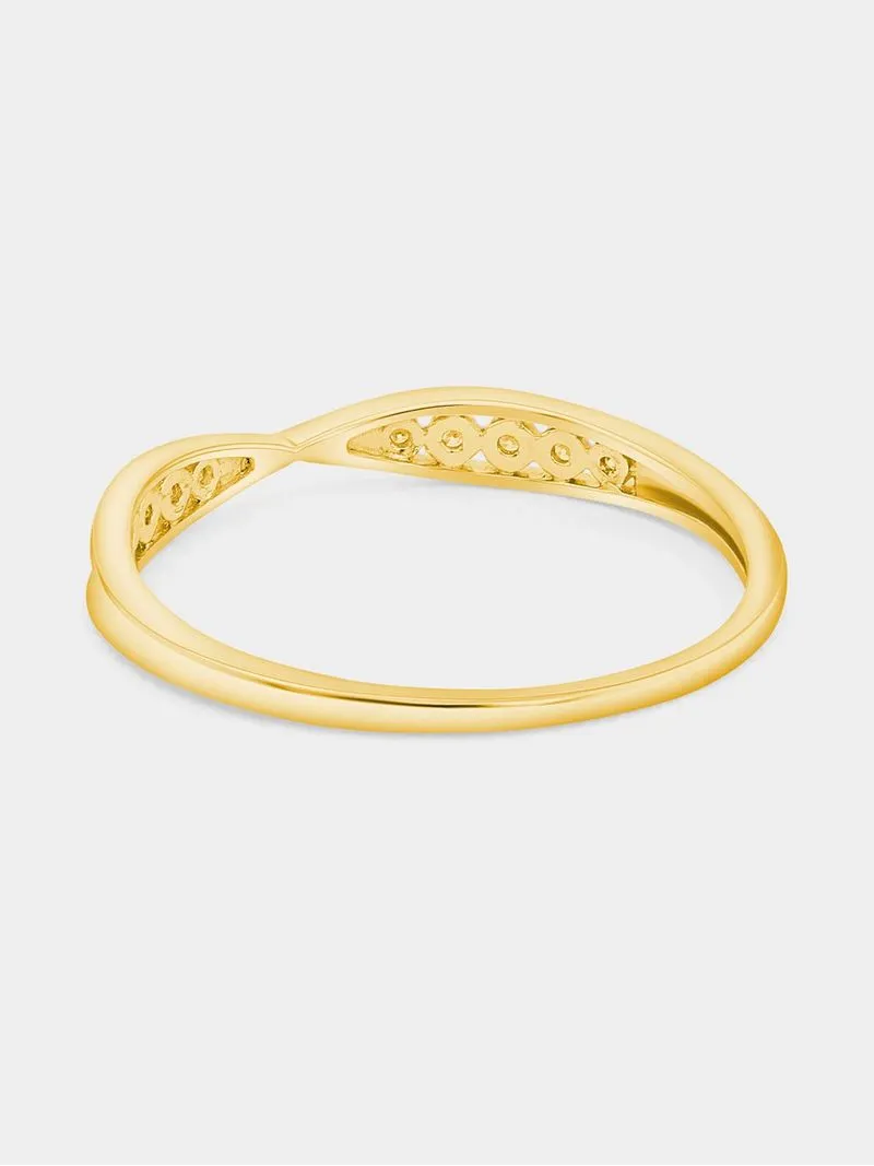 Yellow Gold 0.02ct Diamond Twist Anniversary Ring