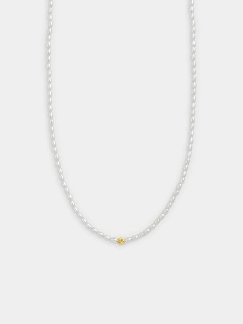 Gold Plated Sterling Silver Shell Pearl Necklace