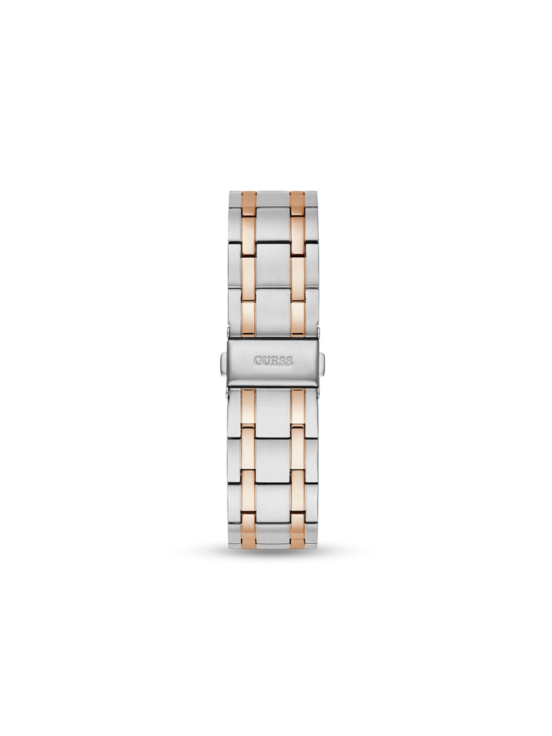 Guess Men's Premier Silver & Rose Tone Bracelet Watch