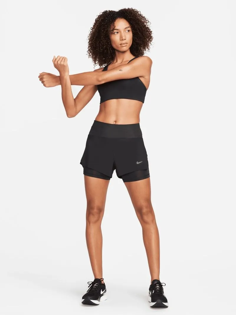 Womens Nike Dri-FIT Swift Mid-Rise 2-in-1 Black Running Shorts