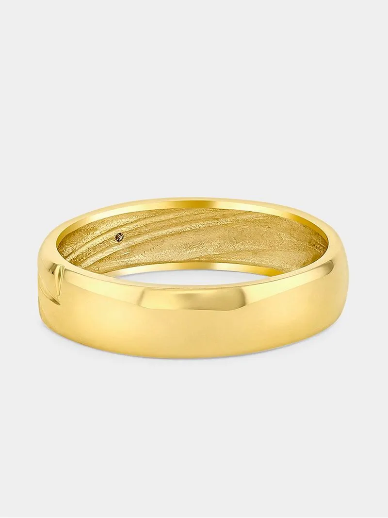 Yellow Gold Diamond Solitaire Diagonal Strokes Wedding Band