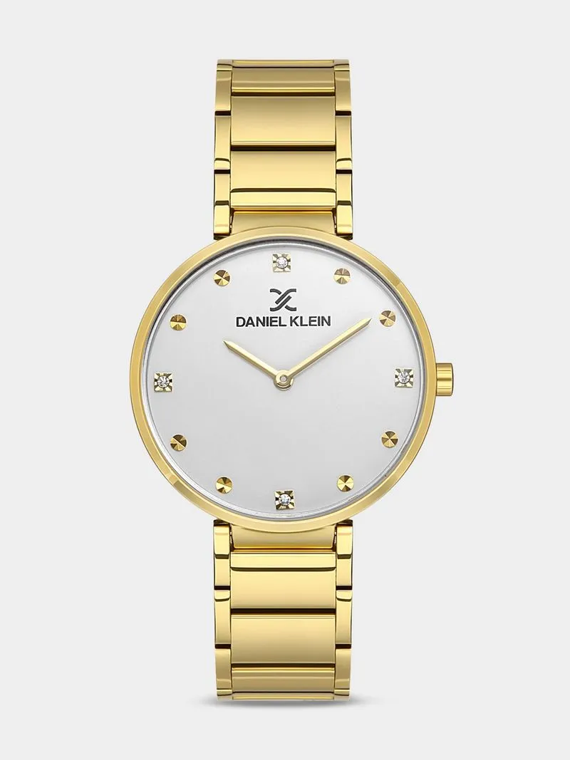 Daniel Klein Gold Plated Silver Tone Dial Bracelet Watch