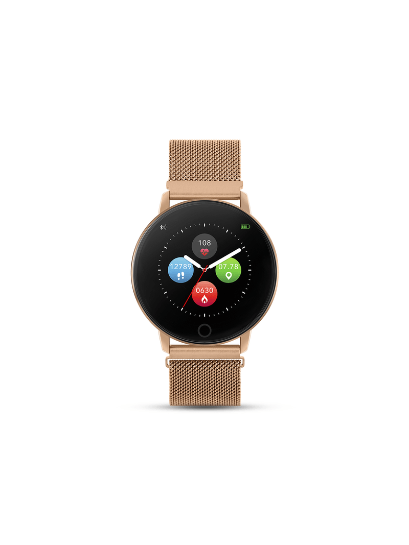 Reflex Active Women's Rose Toned Round Mesh Smartwatch