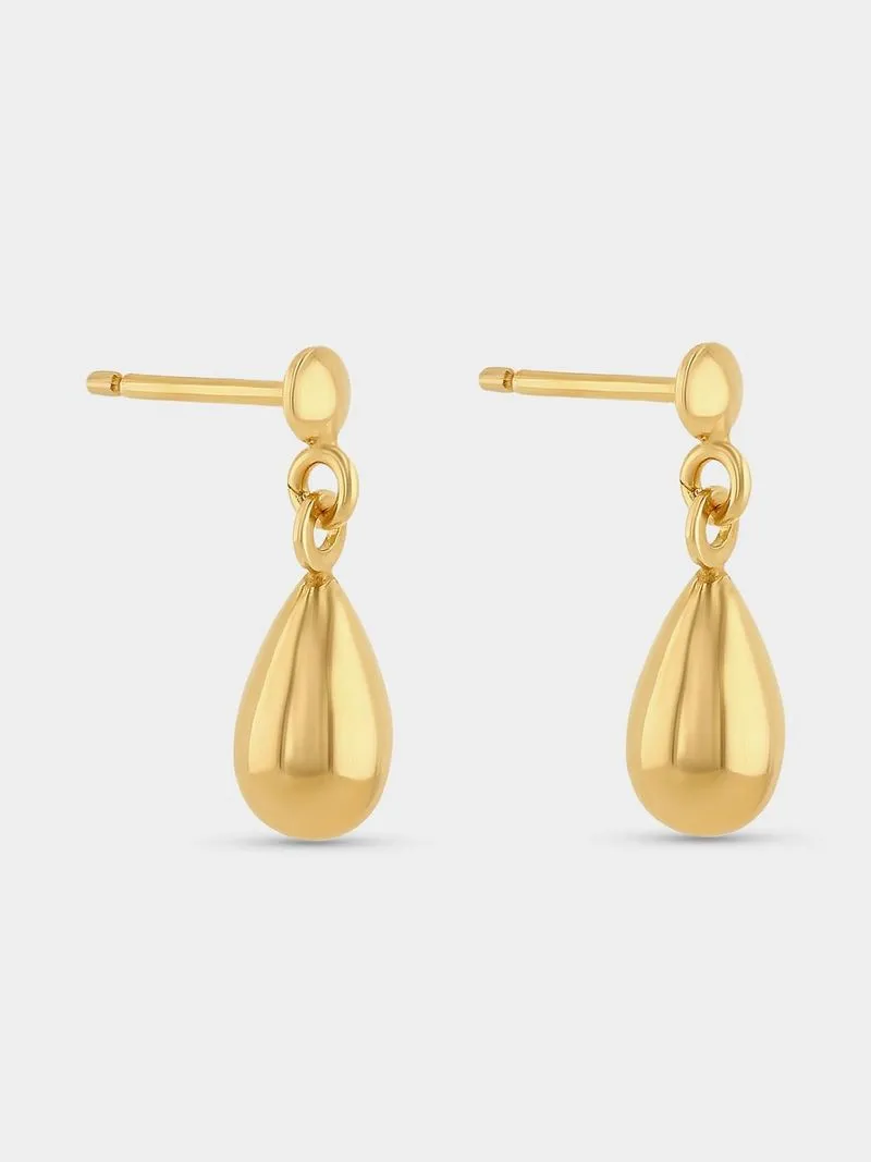 Yellow Gold Pear Drop Earrings & Sterling Silver