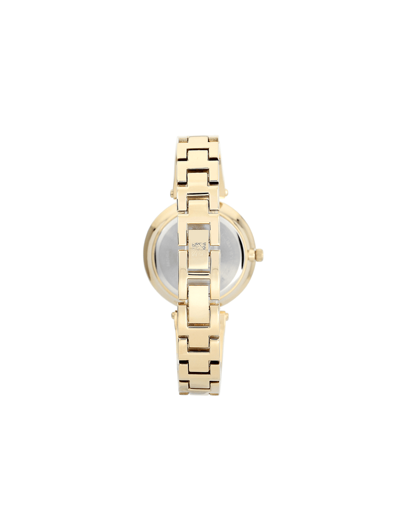 Anne Klein Ladies Genuine Diamond Accented Black & Gold Tone Bangle Watch