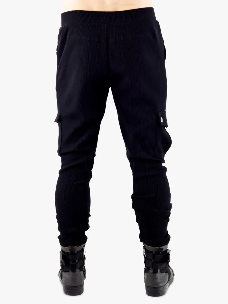 Men's Zeitgeist Black Waffle Cargo Pull-on Pants