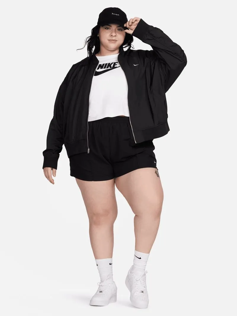 Nike Women's NSW Essential Oversized Black Bomber Jacket (Plus Size)