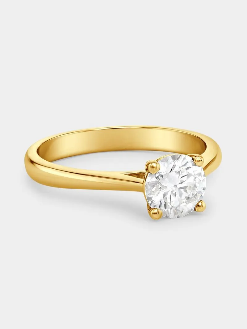 Yellow Gold 1.00ct Diamond Round Solitaire Ring