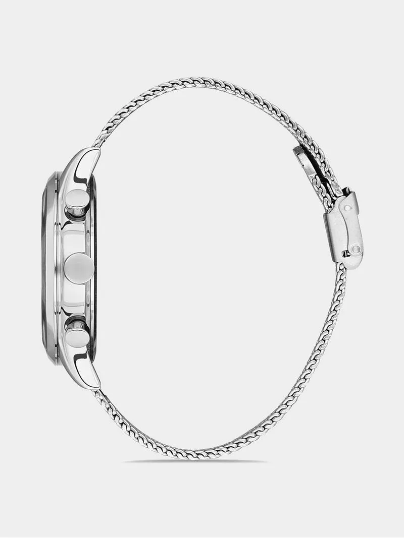 Daniel Klein Silver Plated Chronographic Mesh Watch
