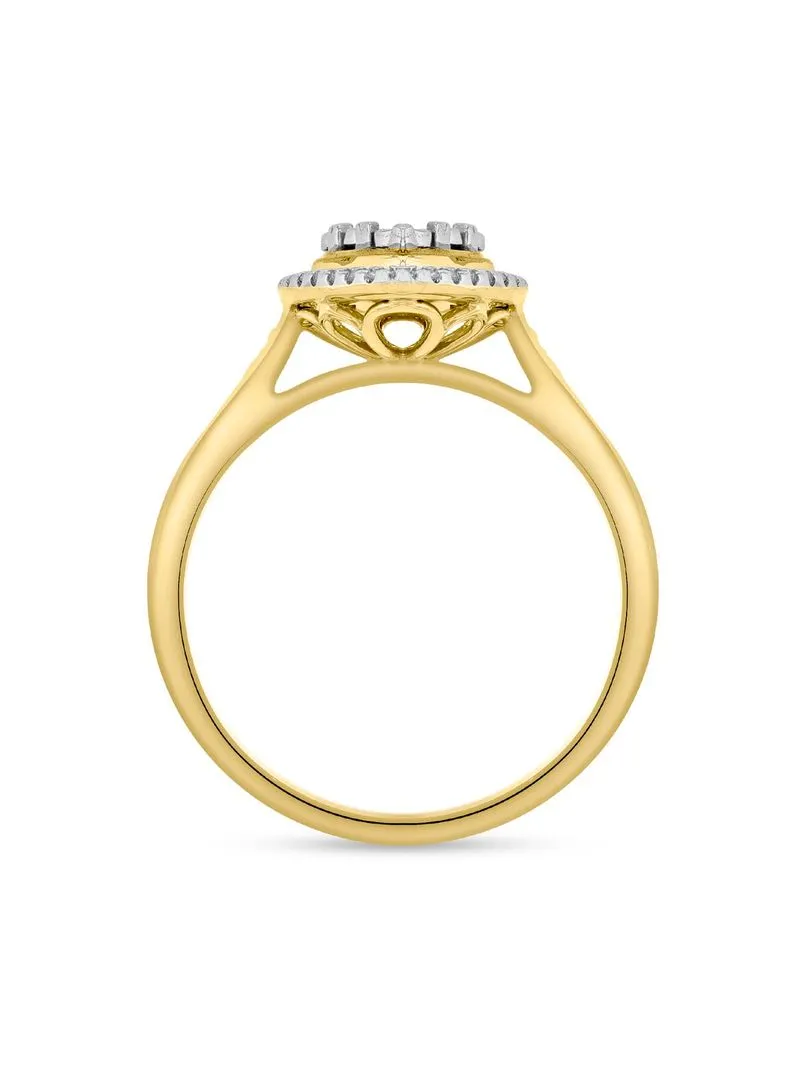 Yellow Gold 0.25ct Diamond Pear Halo Ring