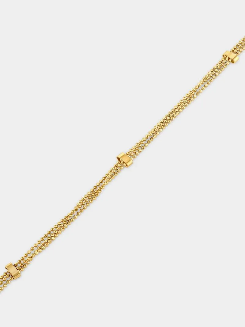 Gold Plated Sterling Silver Caviar Beads Station Bracelet
