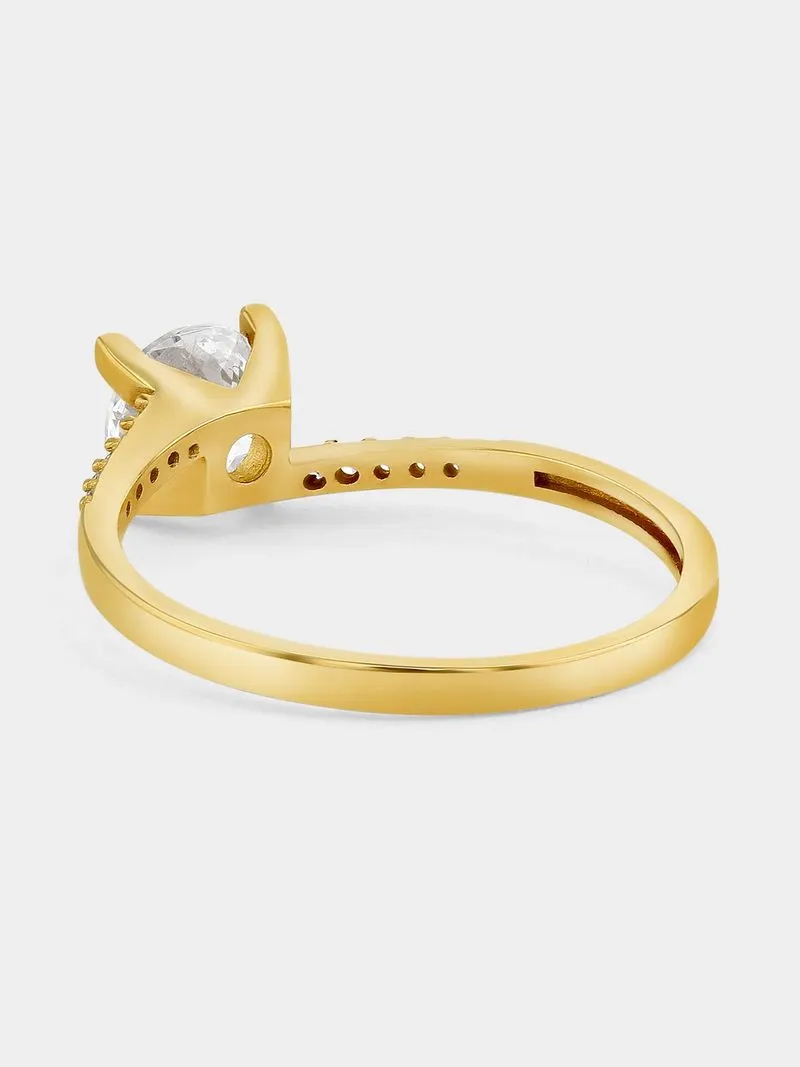 Yellow Gold Cubic Zirconia Solitaire Twist Ring