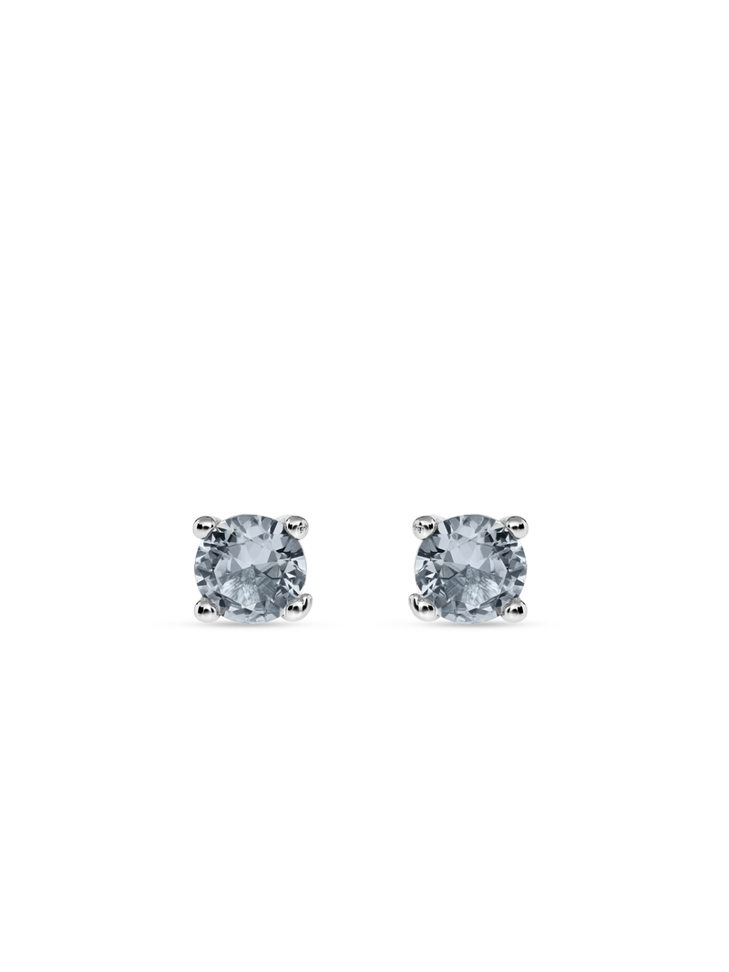 Miss Swiss Sterling Silver Baby Blue Cubic Zirconia Round Stud Earrings