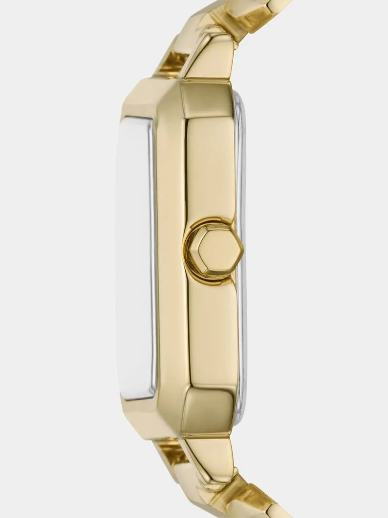 Armani Exchange Gold Plated Stainless Steel Octagonal Bracelet Watch