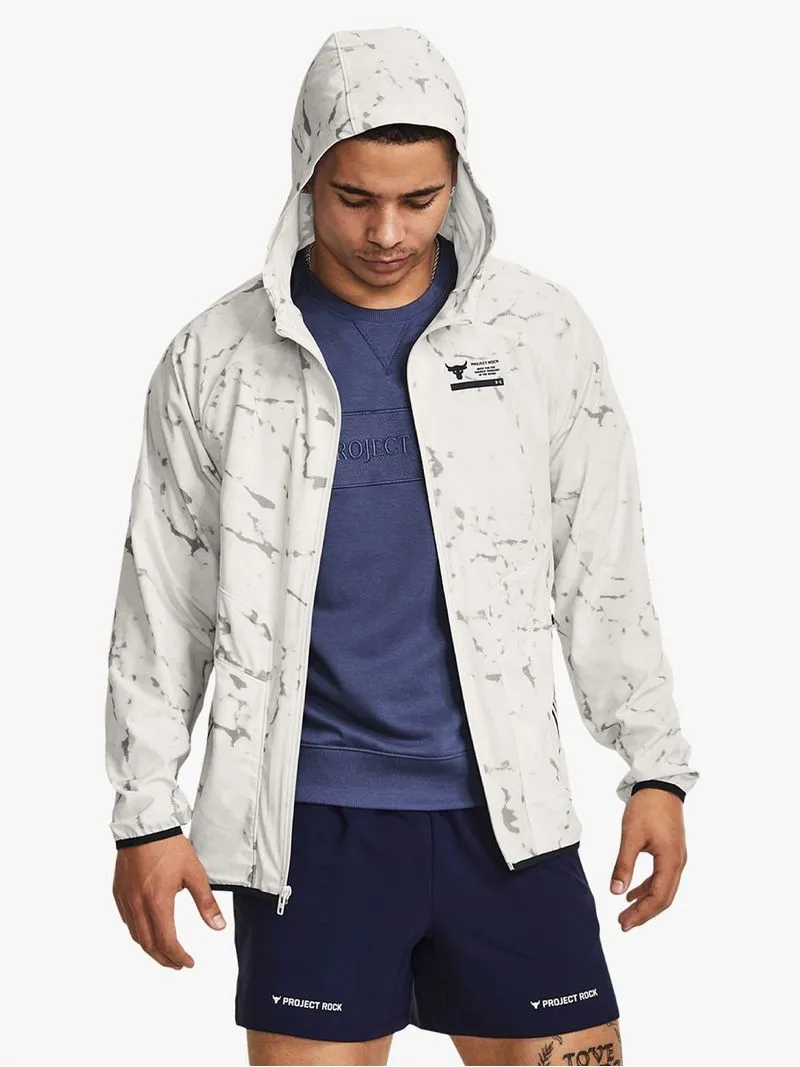 Mens Under Armour Project Rock White All Over Print Jacket
