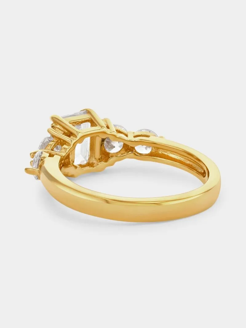 Gold Plated Sterling Silver Cubic Zirconia Emerald Ring
