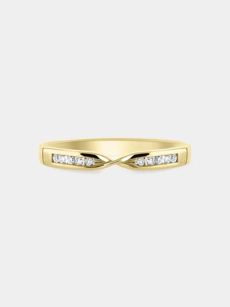 9ct Yellow Gold & 0.10ct Diamond Infinity Channel Eternity Ring