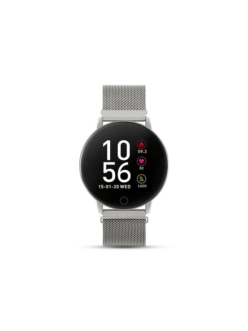 Reflex Active Women's Silver Toned Round Mesh Smartwatch