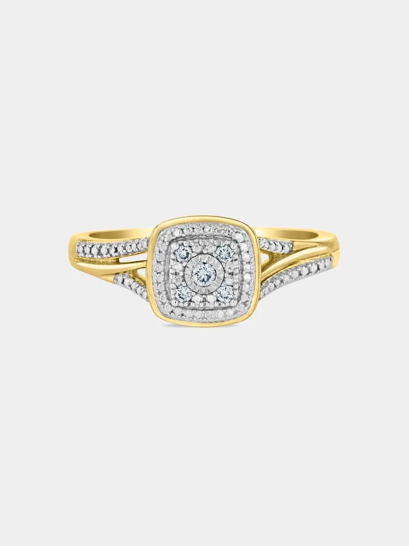 Gold 0.053ct Diamond Cushion Horizon Ring