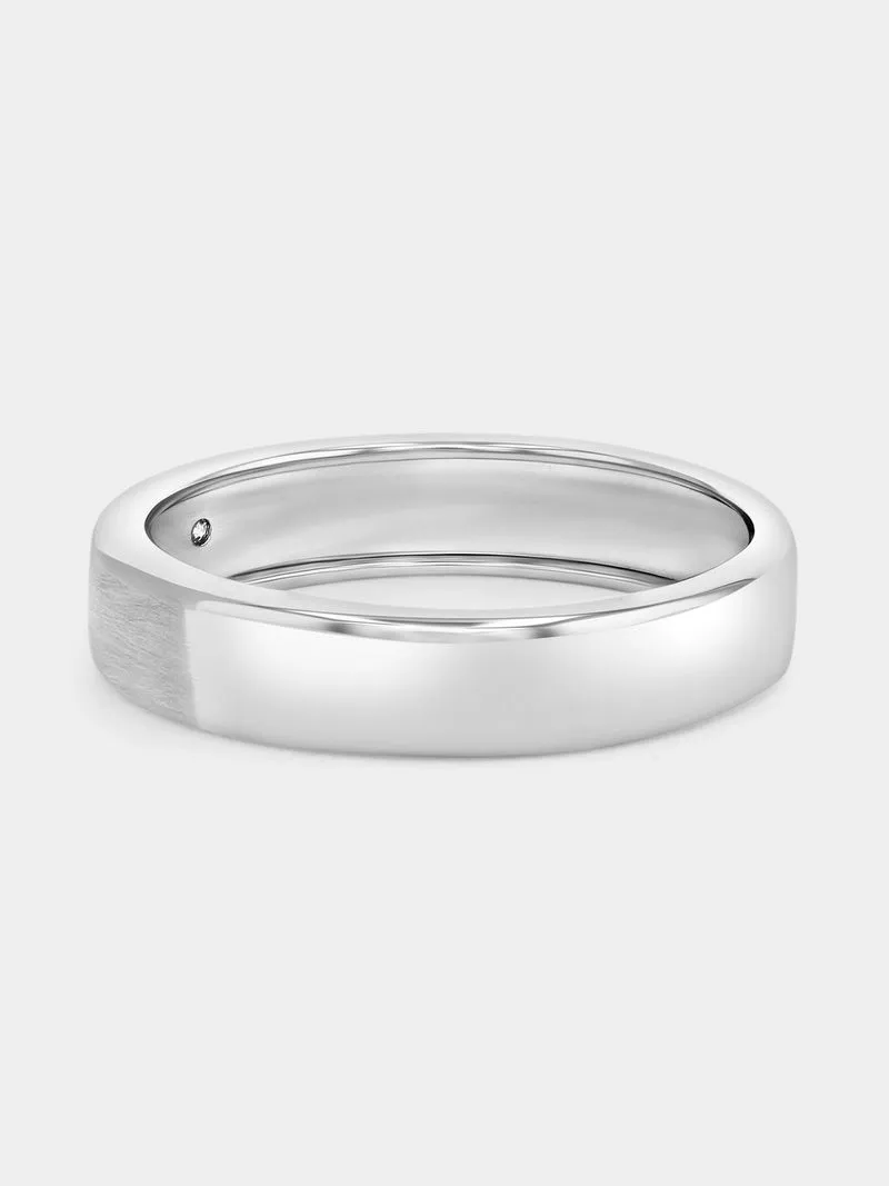 Sterling Silver Lab Grown Diamond Solitaire Matte Wedding Band