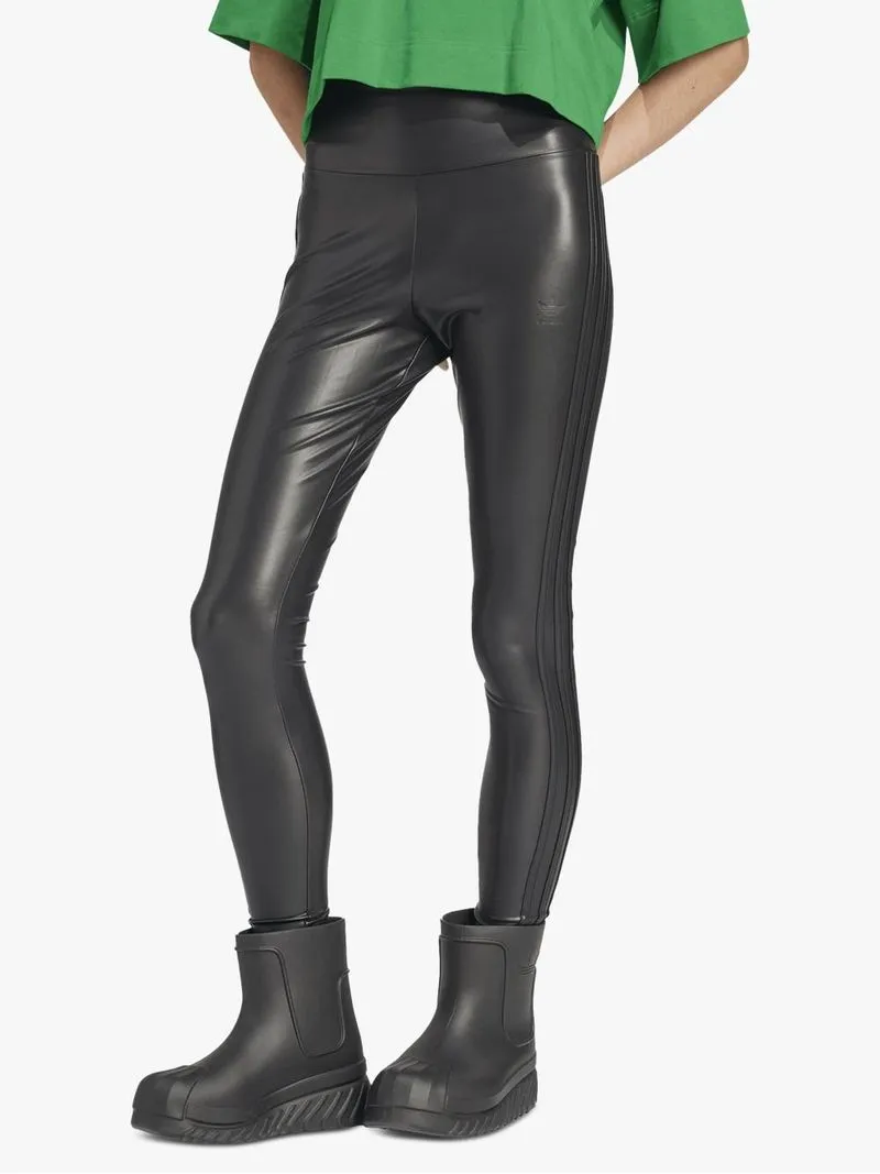 adidas Originals Women's Black Faux Leather Leggings