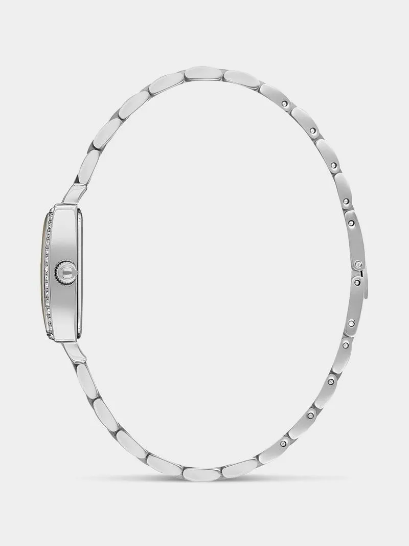 Daniel Klein Silver Plated Rectangle Dial Stainless Steel Bracelet Watch
