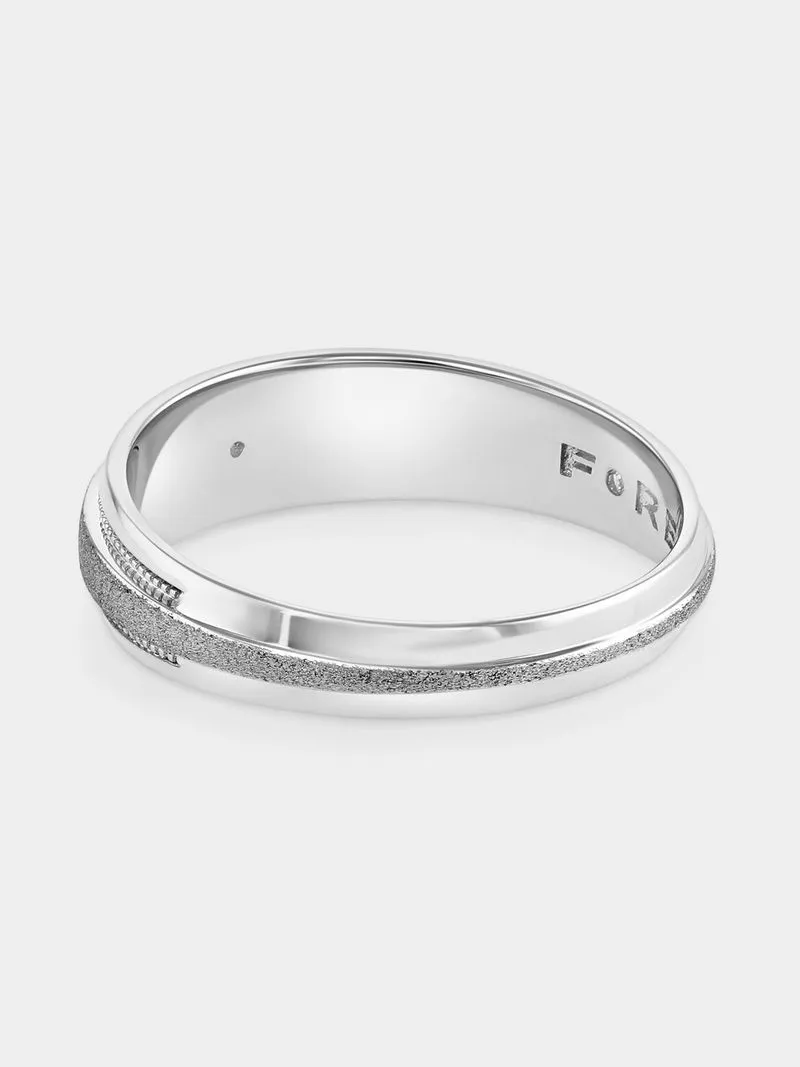 White Gold Lab Grown Diamond Forever Satin Soilitaire Wedding Band