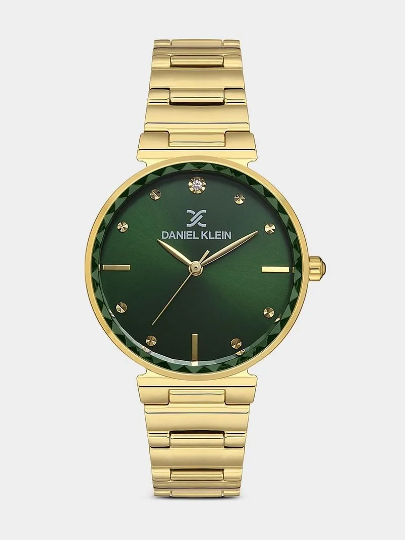 Daniel Klein Gold Plated Green Dial Bracelet Watch