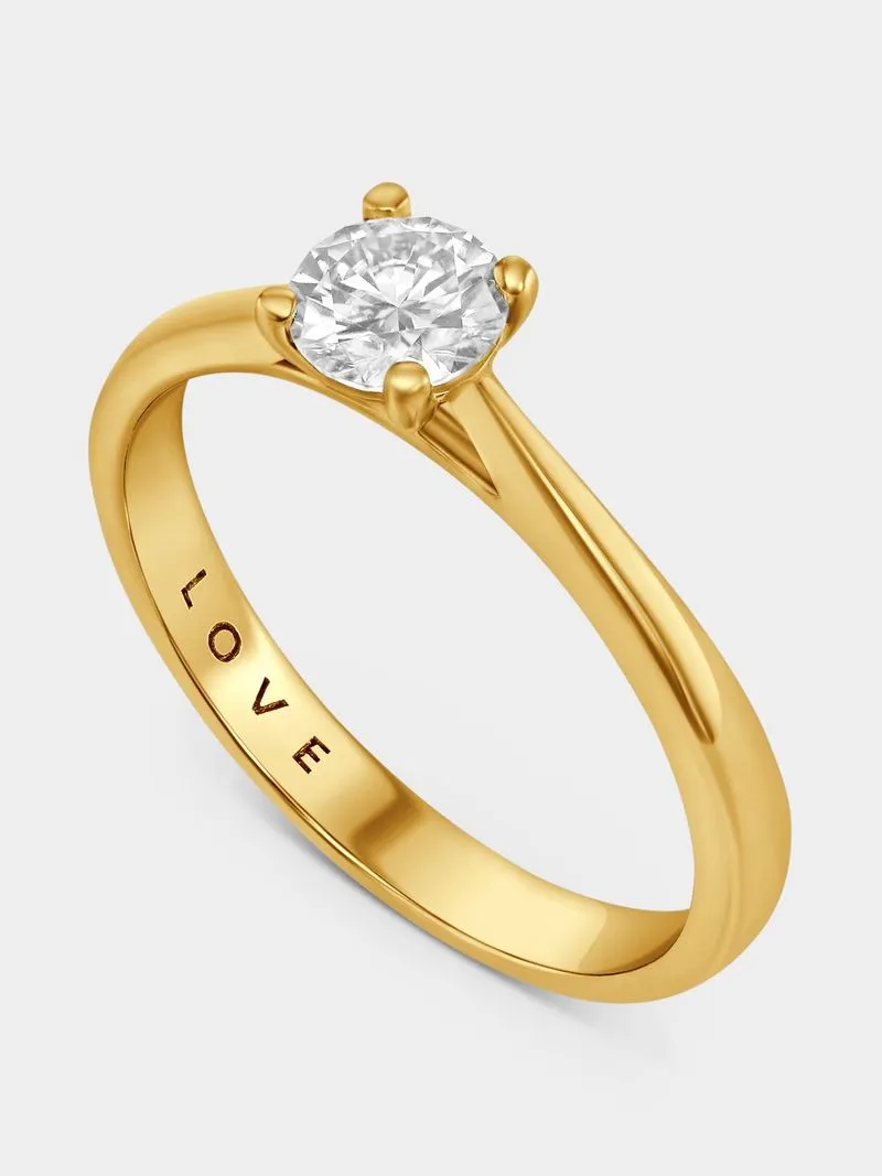 Yellow Gold 0.70ct Diamond Round Solitaire Ring