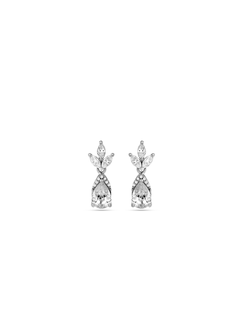 Chete Sterling Silver White Cubic Zirconia Women’s Ballerina Drop Earrings