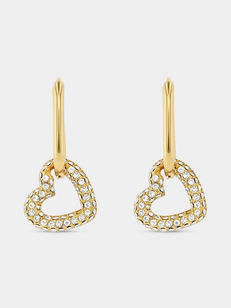 Tempo Jewellery Gold Plated Stainless Steel Cubic Zirconia Open Heart Drop Earrings