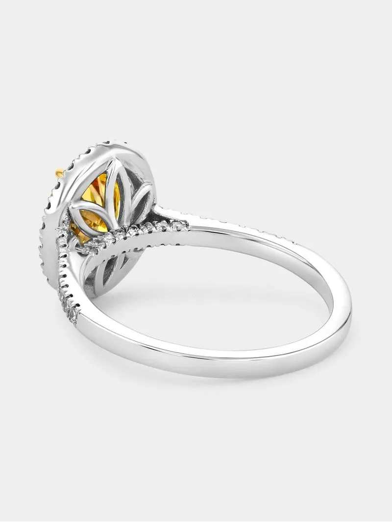 White Gold 2.06ct Yellow Lab Grown Diamond Women’s Oval Halo Ring