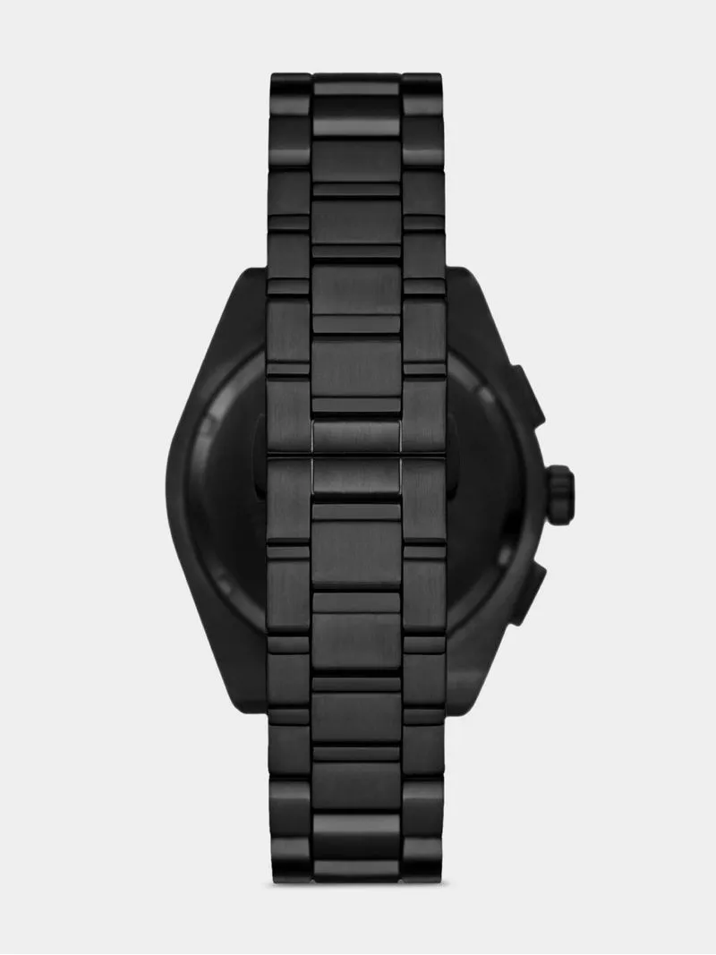 Emporio Armani Green Dial & Black Plated Stainless Steel Chronograph Bracelet Watch