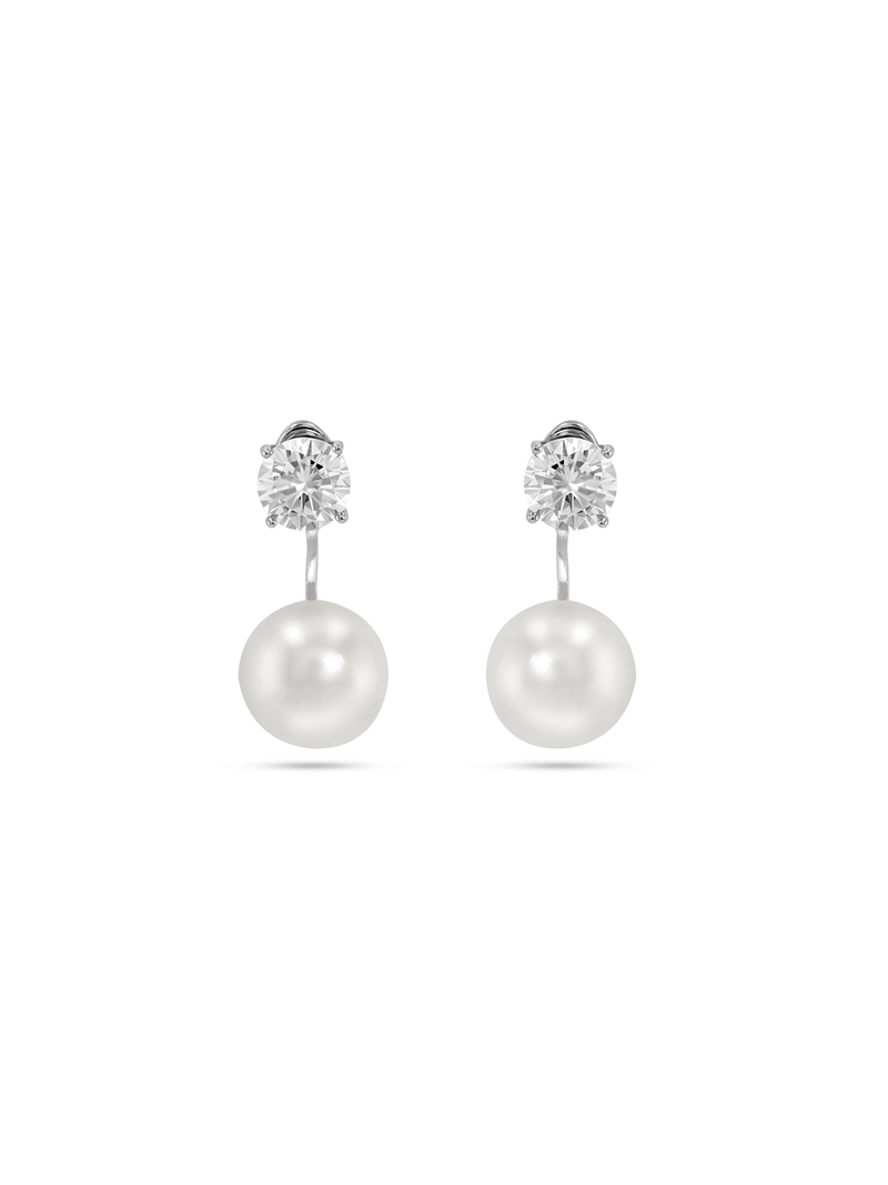 Cheté Sterling Silver Freshwater Pearl & Cubic Zirconia Drop Earrings
