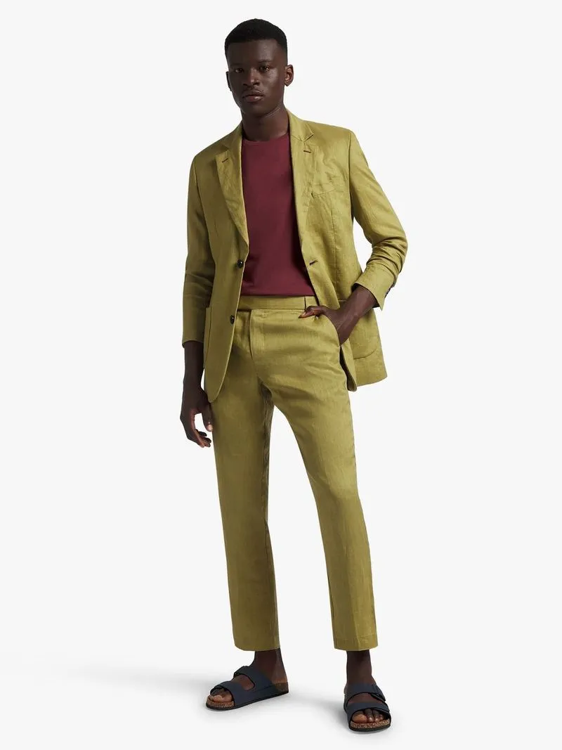 Men's Ikonic Legend Green Lapel Linen Suit Blazer