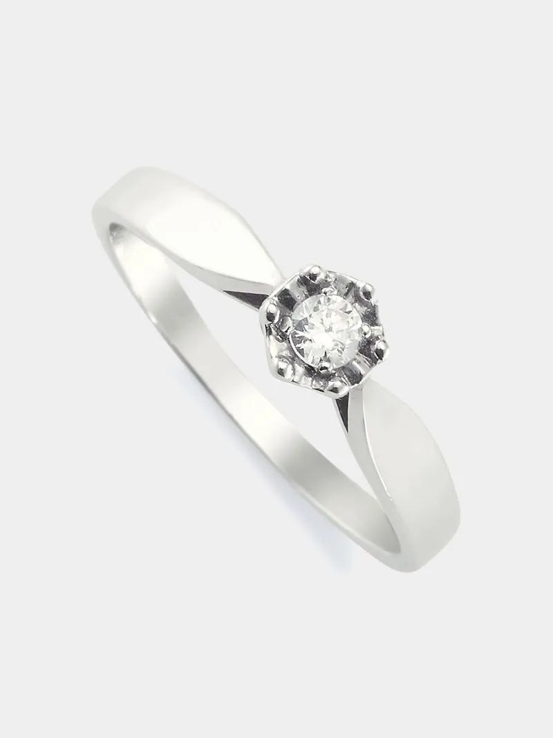 Gold 0.10ct Diamond Solitaire Illusion Ring