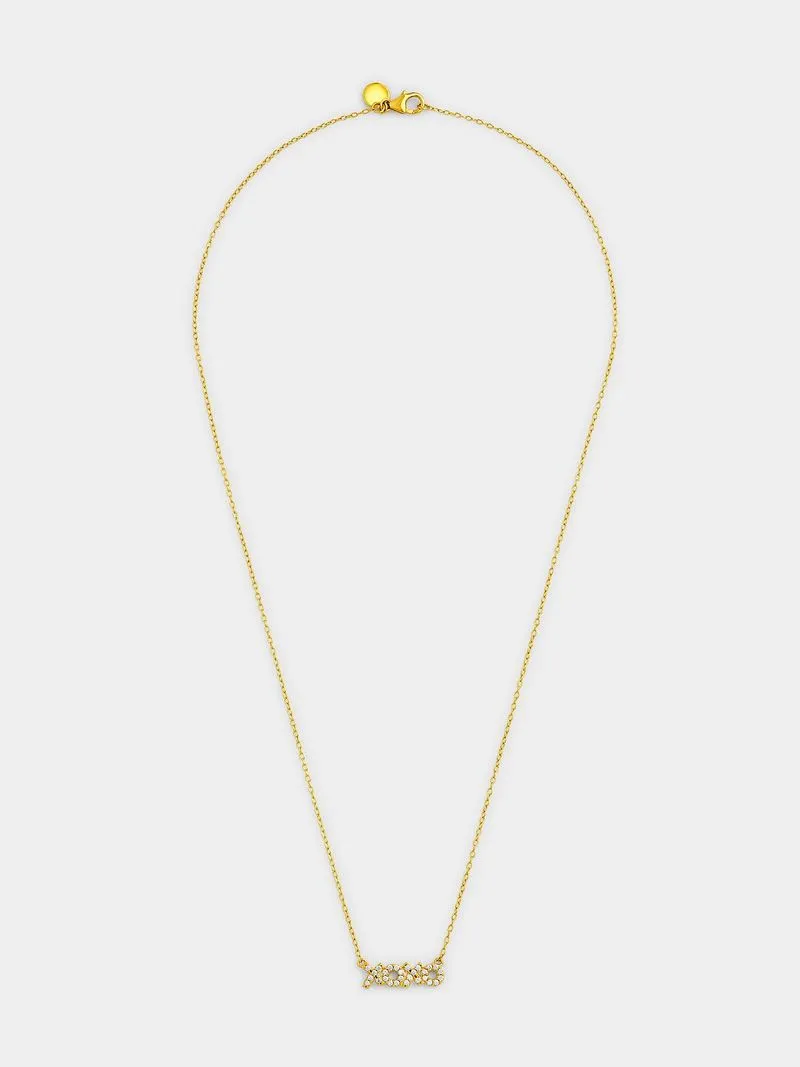 Gold Plated Sterling Silver Cubic Zirconia XOXO Pendant